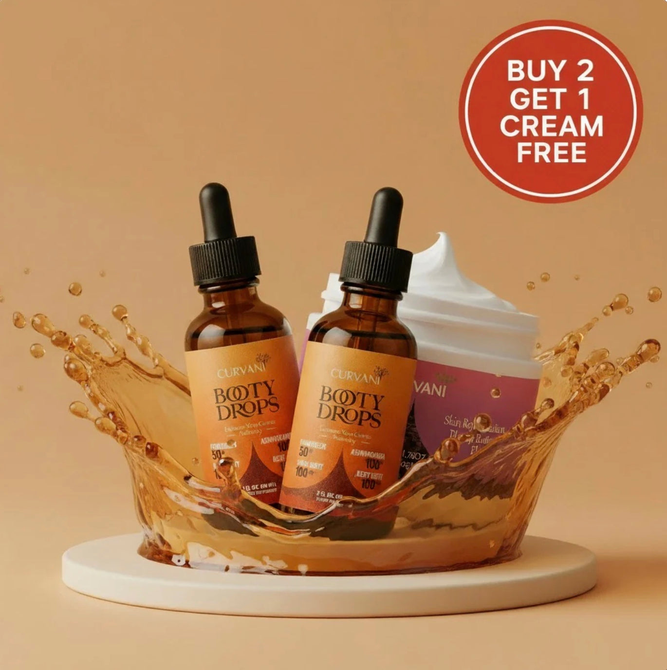 Curvani Booty Drops — 2 Bottles + 1 FREE Cream